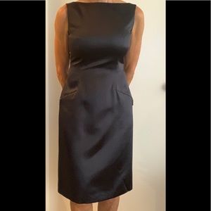 Tahari Navy Silk Backless Dress
